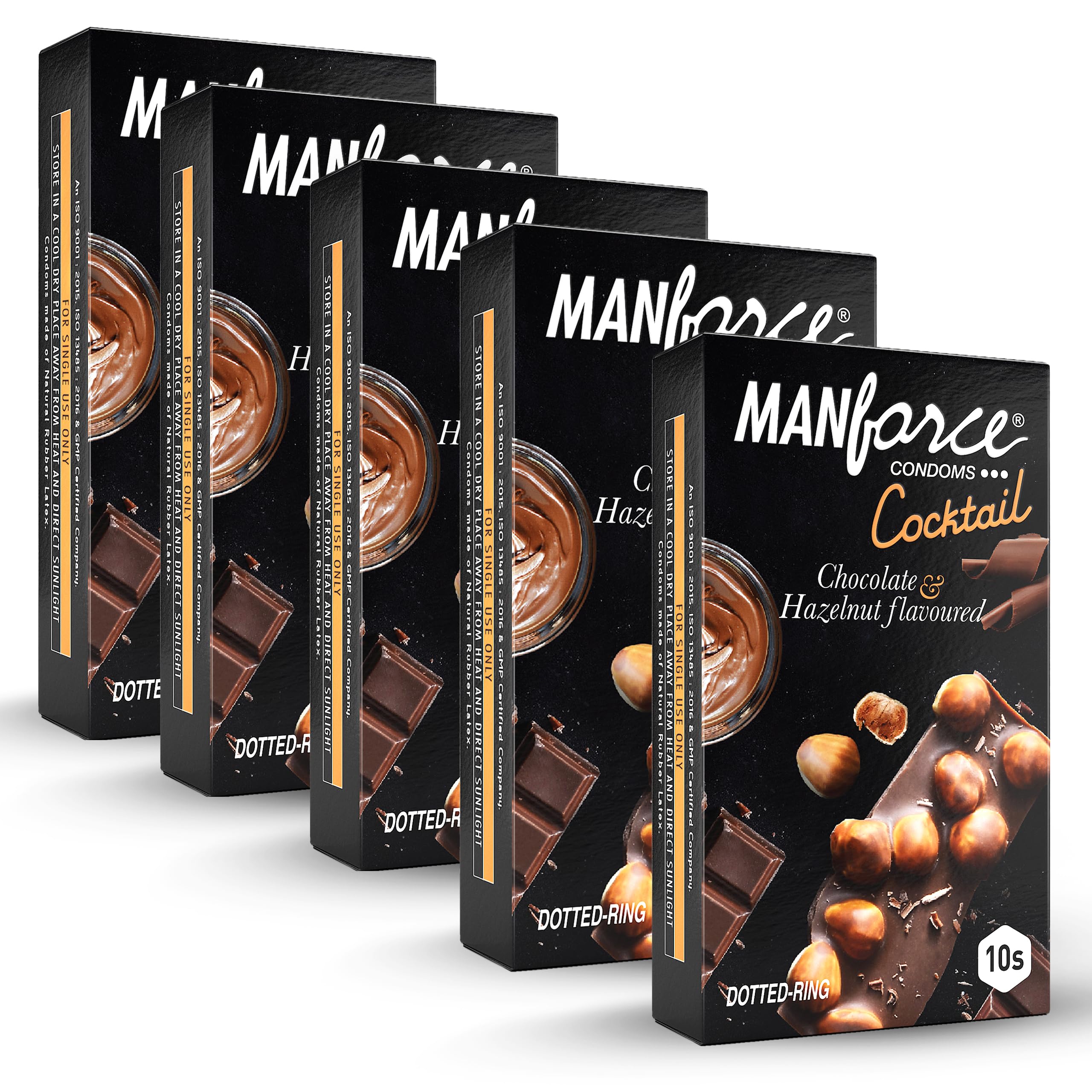 Manforce Cocktail Chocolate & Hazelnut Dotted & Flavoured Condoms for Men | 50 pcs | Extra Dotted | For Her Enhanced Pleasure | India’s No. 1* Condom Brand for Safe Sex