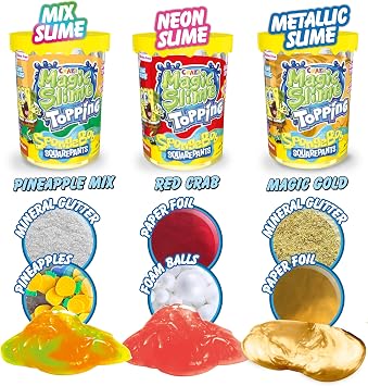 CRAZE MAGIC SLIME Topping SpongeBob Magic Ocean Bundle of 3 - Slime Kit for Kids, 3x 70 ml Box with Glitter and Toppings, Putty Style slime Toy for Creative Play