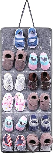 Organizador de zapatos para colgar sobre la puerta para 12 pares, organizador de zapatos colgantes (gris)