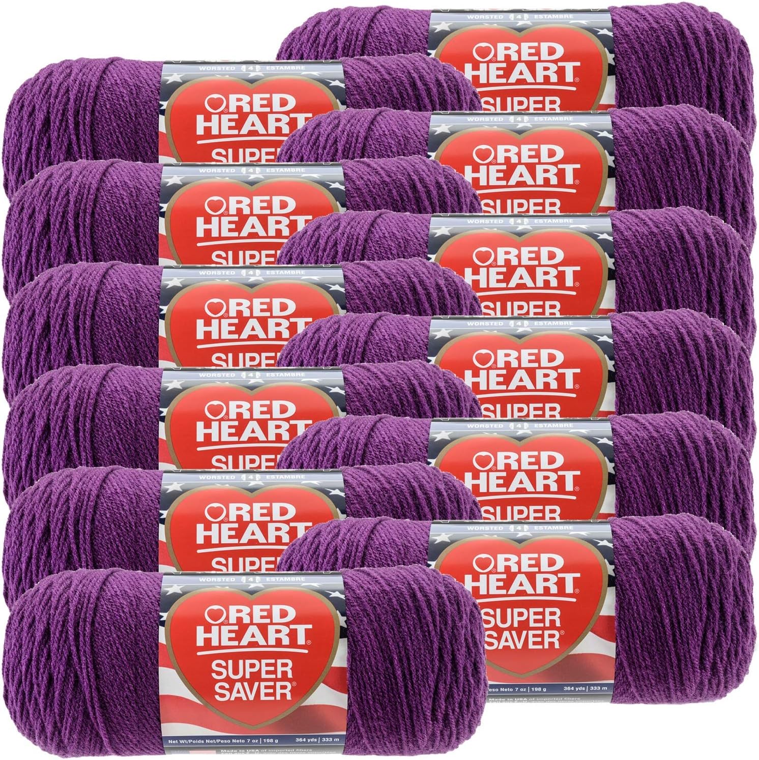 Red Heart Dark Orchid Super Saver Yarn 12/Pk 12 Pack