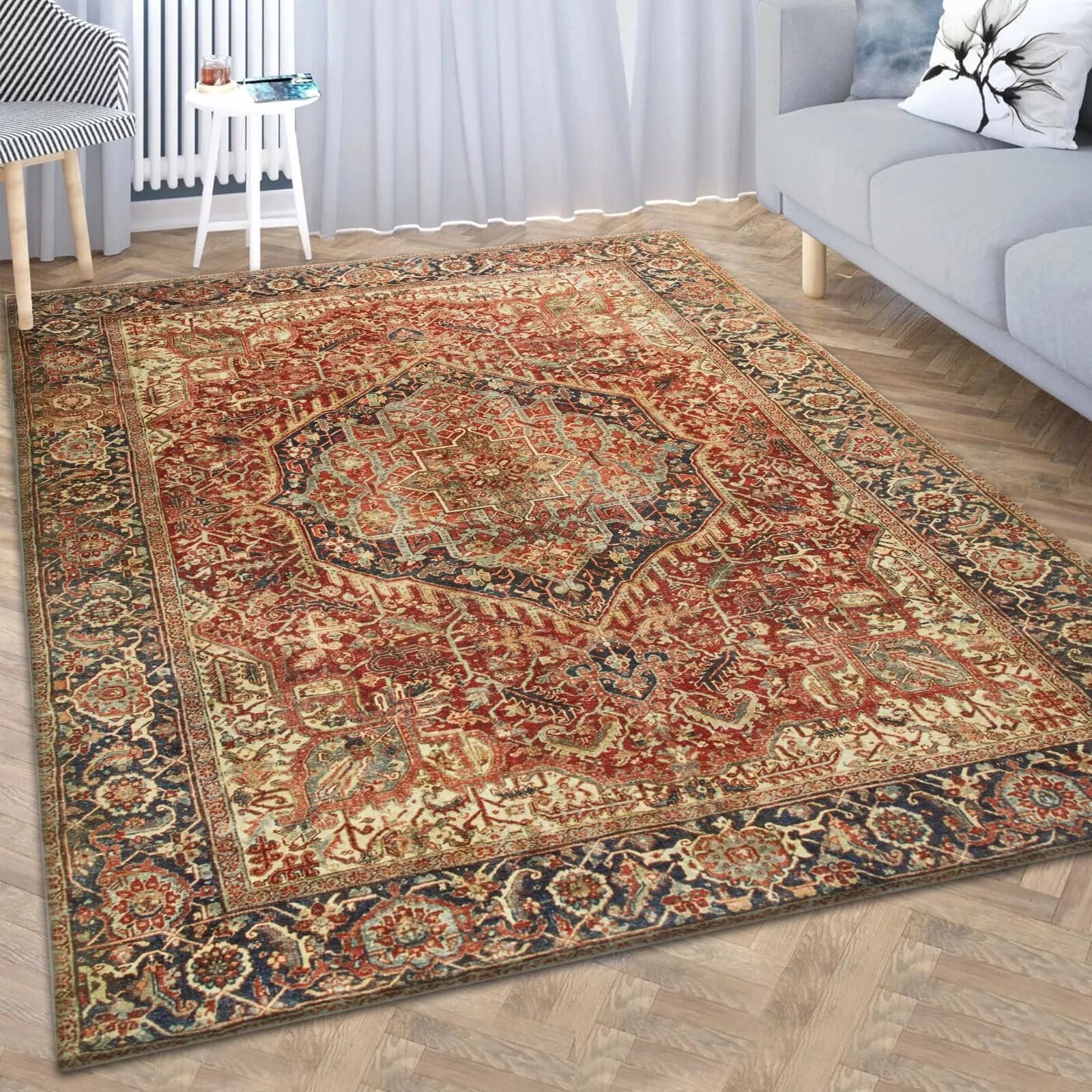 Imperial Rooms Rugs Living Room Large 240x320cm Washable Boho Rug for Bedroom – Short Pile Vintage Area Rugs Easy to Clean Kids Room Carpets – Traditional Design Non Slip Rug for Lounge (Majestic) — image 1