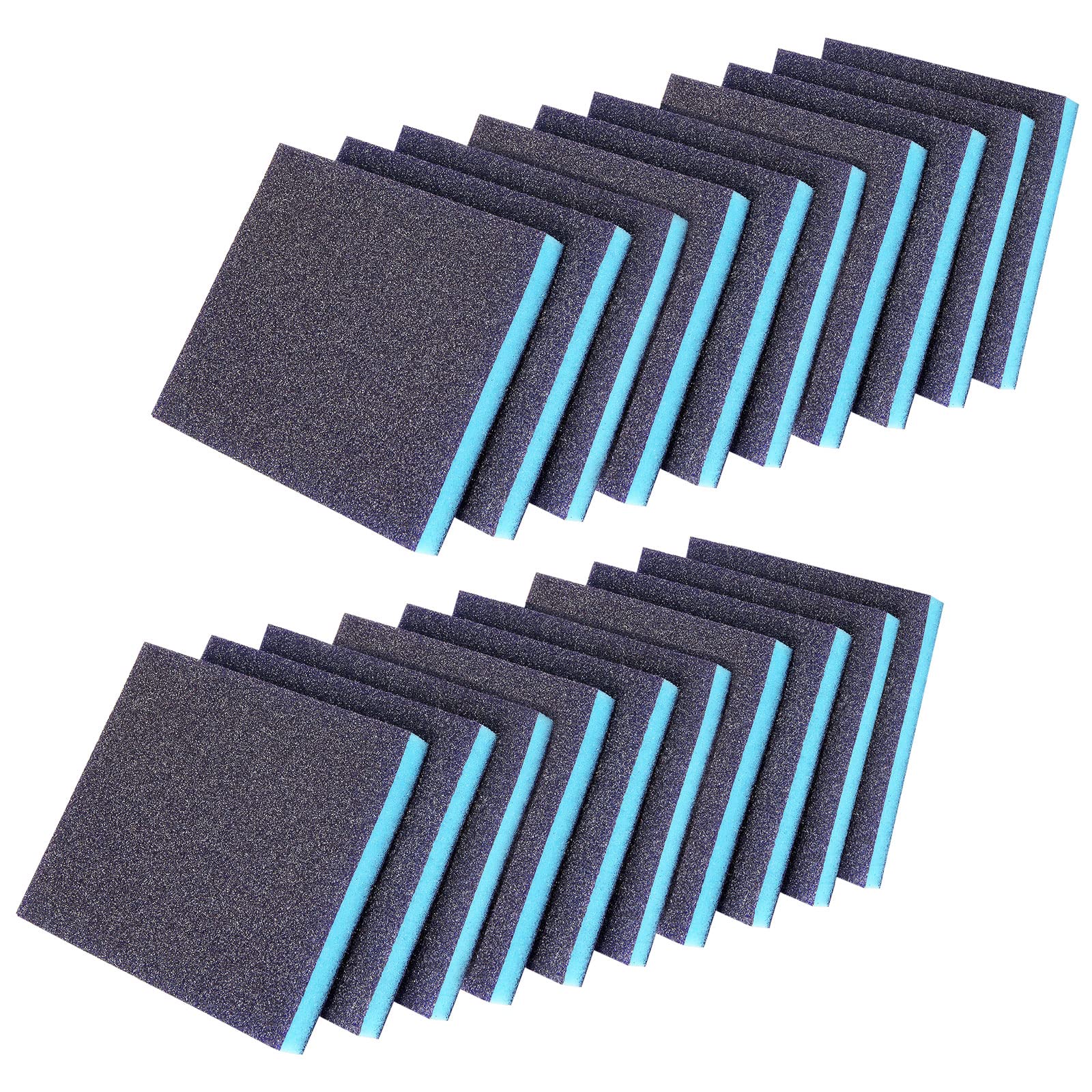 Spugne abrasive in schiuma, Confezione da 20 spugne abrasive, grana 120, blocchi for levigatura a umido e a secco, doppio uso