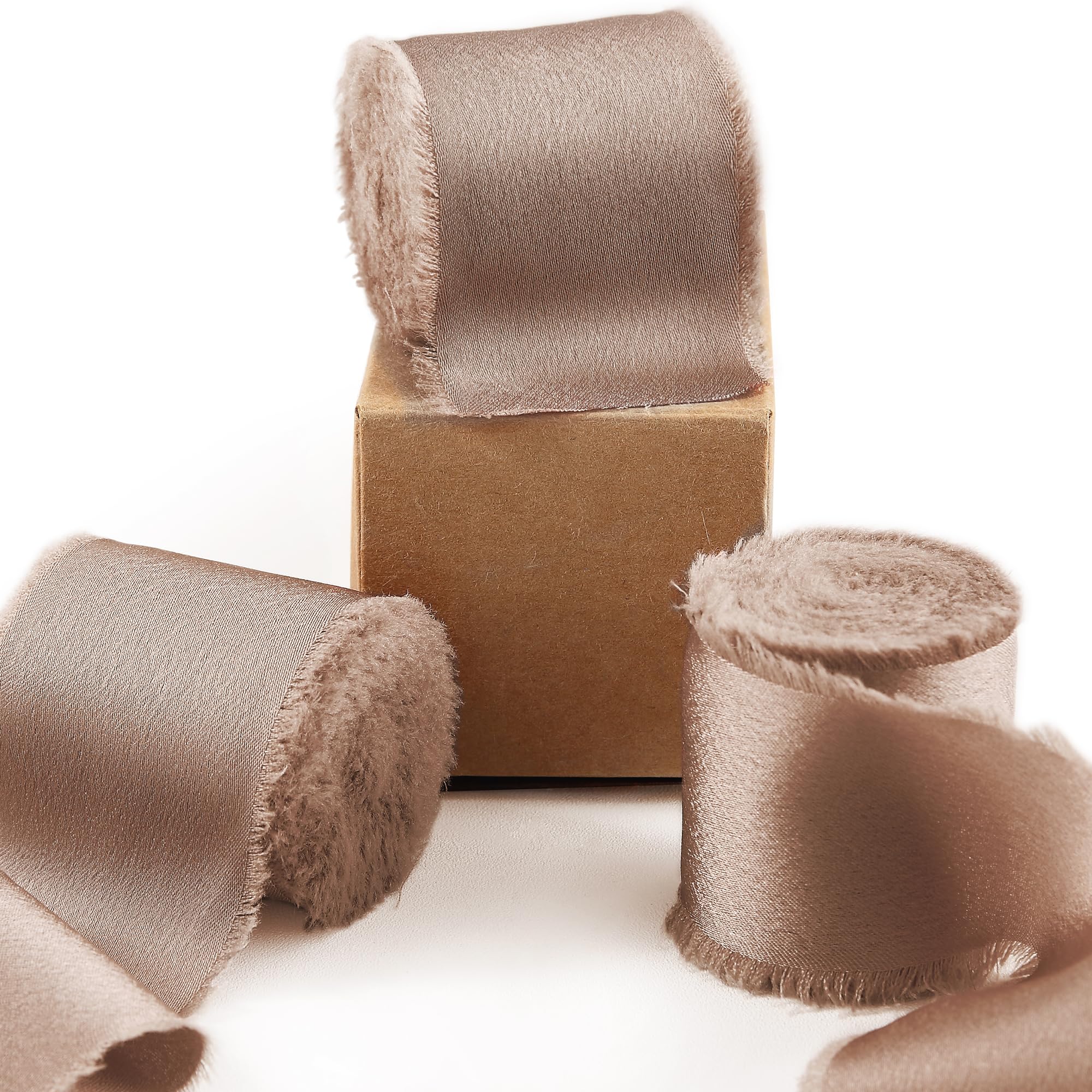 Ligtmor Silk Satin Ribbon 1-1/2 inch x 15 Yard (3.8cm x 13.5m) Handmade Frayed Ribbons for Gift Wrapping Crafts Wedding Flower Bouquet Holiday Décor