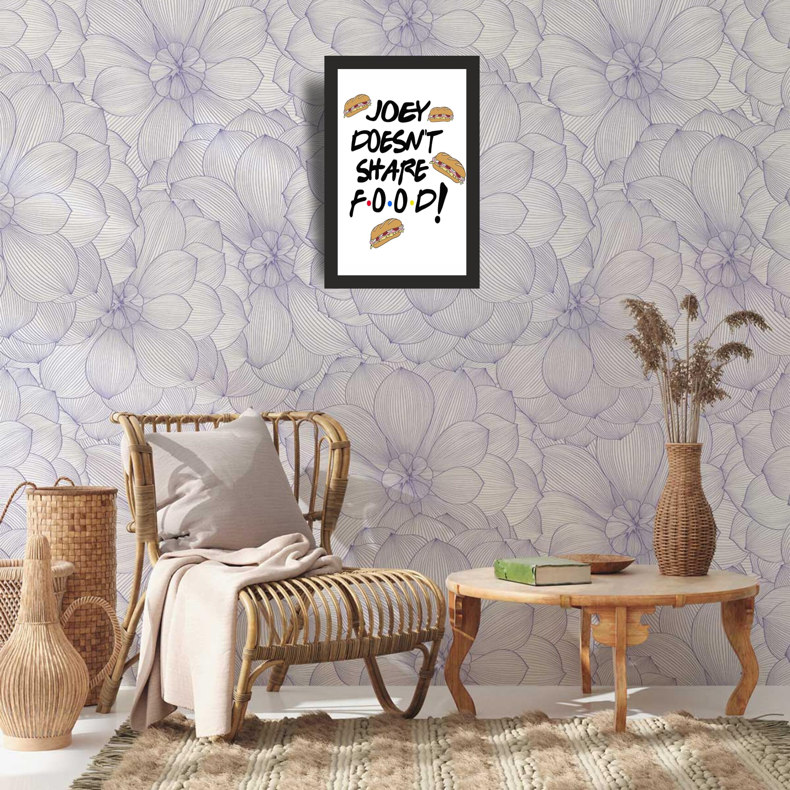 Friends Joey Food Quote Pattern Photo Frame A4 Black