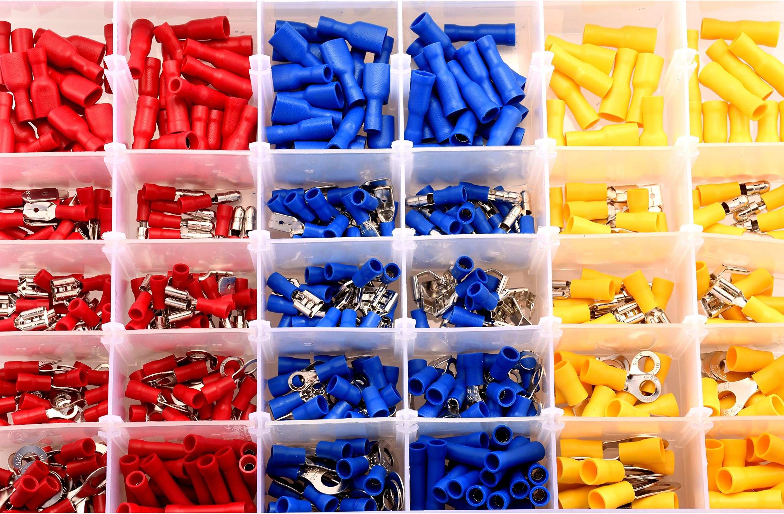 SLD 480Pcs Assorted Insulated Electrical Wire Terminals Crimp Connectors Kit, Spade Butt Ring Bullet Set