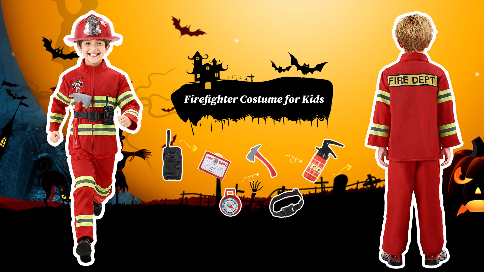 Disfraz de Bombero para Niños con Accesorios de Juguete miniatura 7