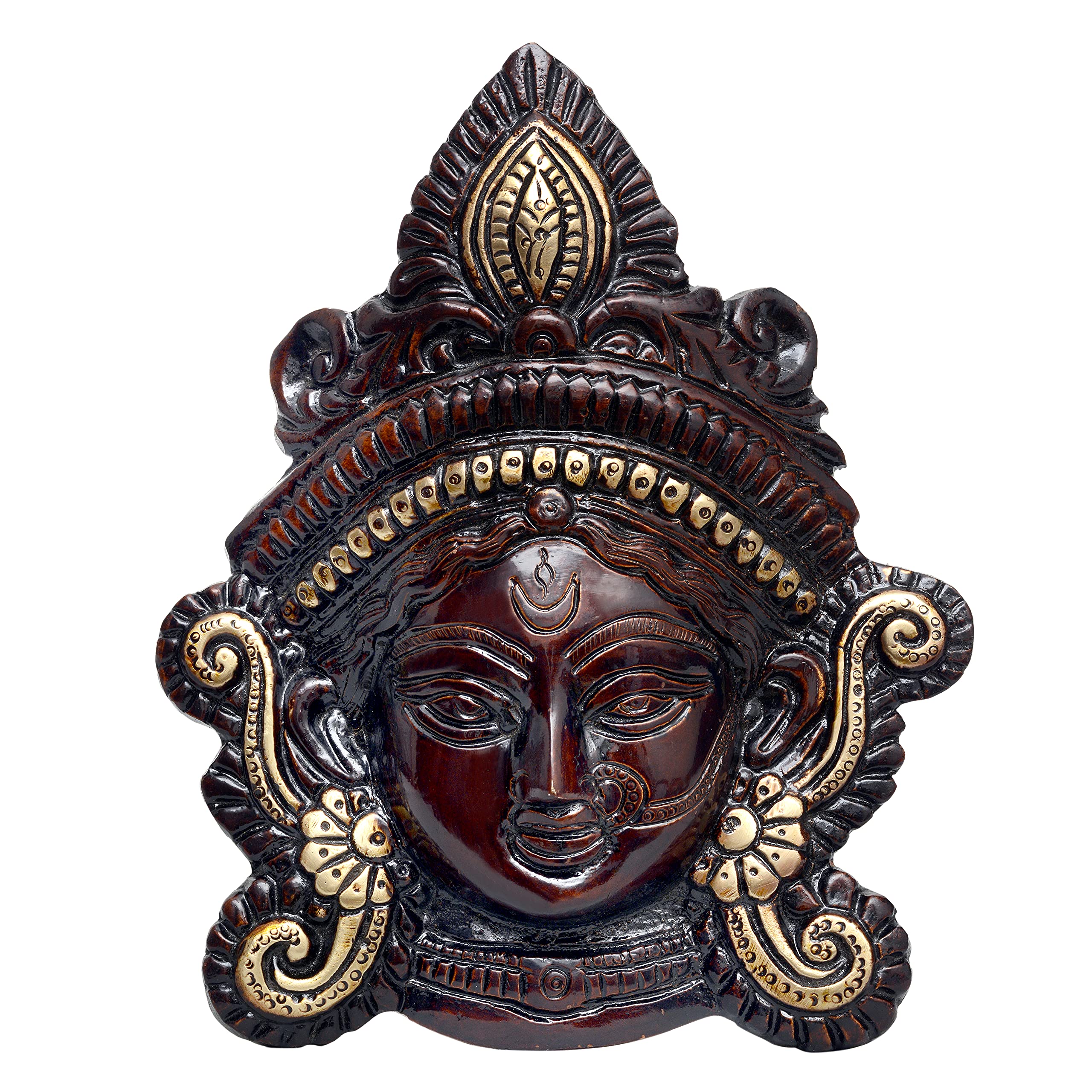 Statue murale en laiton Durga d'exception, sculpture d'art de 18,8 cm