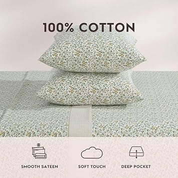 Laura Ashley - Twin Size Sheet Set with Fitted Sheet & Pillowcase