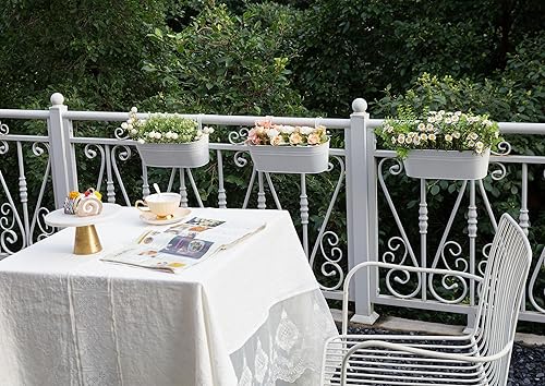 Miniatura 6 de Dahey 3 macetas colgantes de hierro de metal para valla de barandilla, macetas colgantes de 15.7 pulgadas, estilo campestre, ventana, soporte para