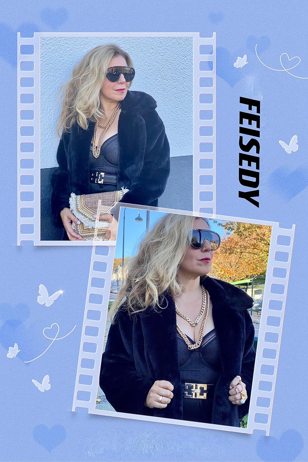 FEISEDY Sunglasses Women Oversized One Piece Frame UV400 Sun Glasses Trendy Retro Shades B2580 - Image 6