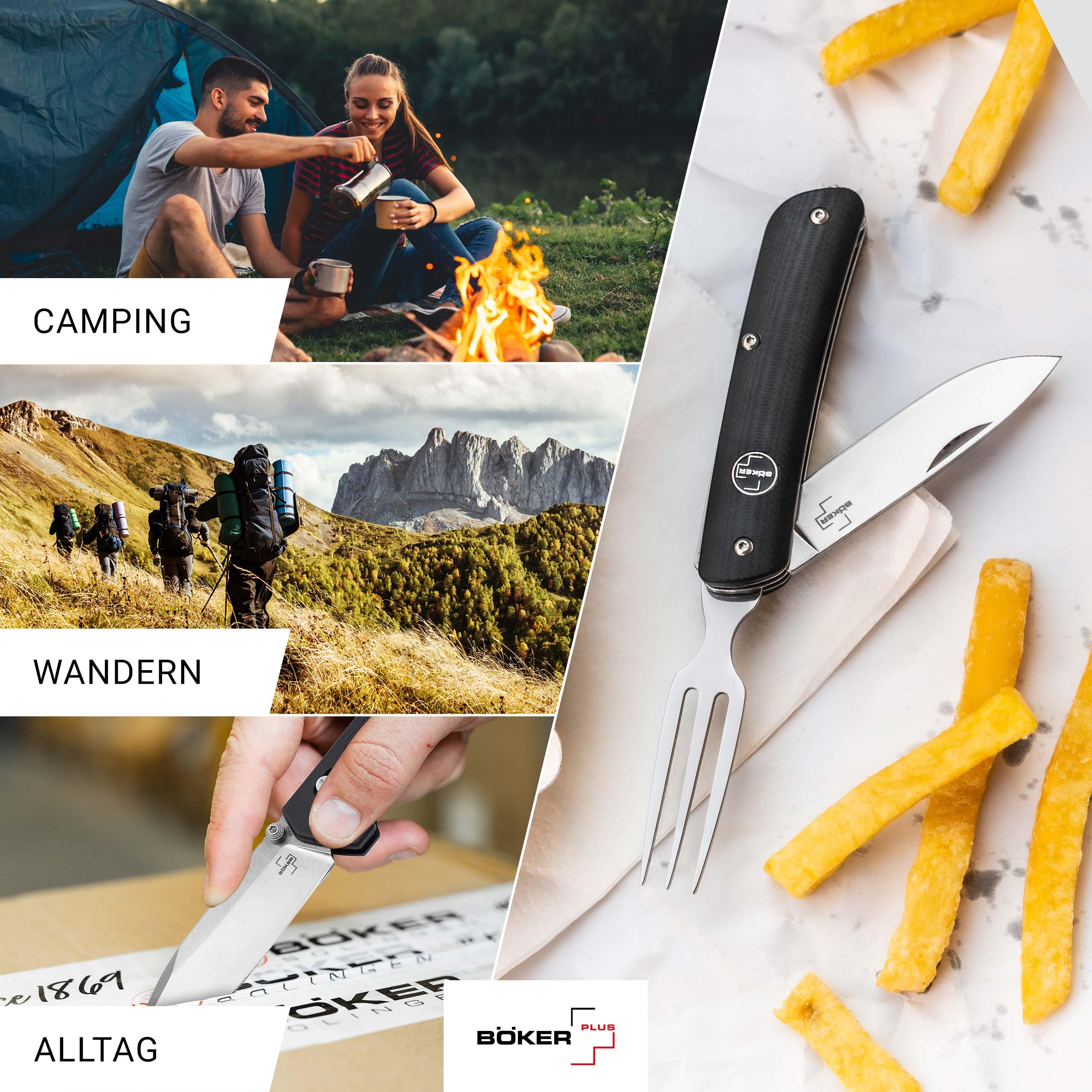 BÖKER PLUS® Tech Tool Fork - klappbares Camping-Besteck mit Gabel, EDC Multitool für Outdoor