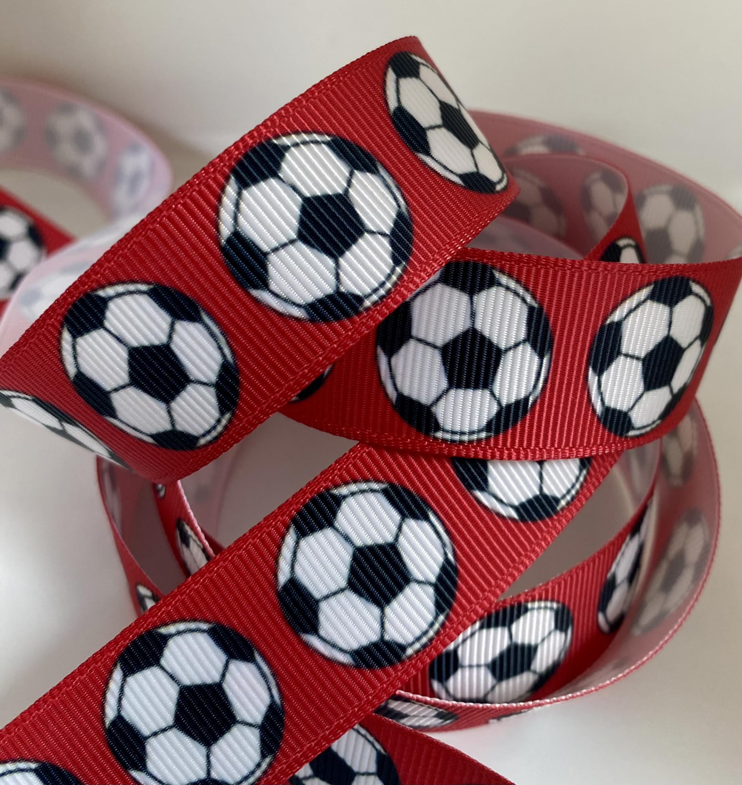 Cinta De Grosgrain De Fútbol - 1 Pulgada (25mm) De Ancho, Ideal Para Manualidades, Pelo O Decoración