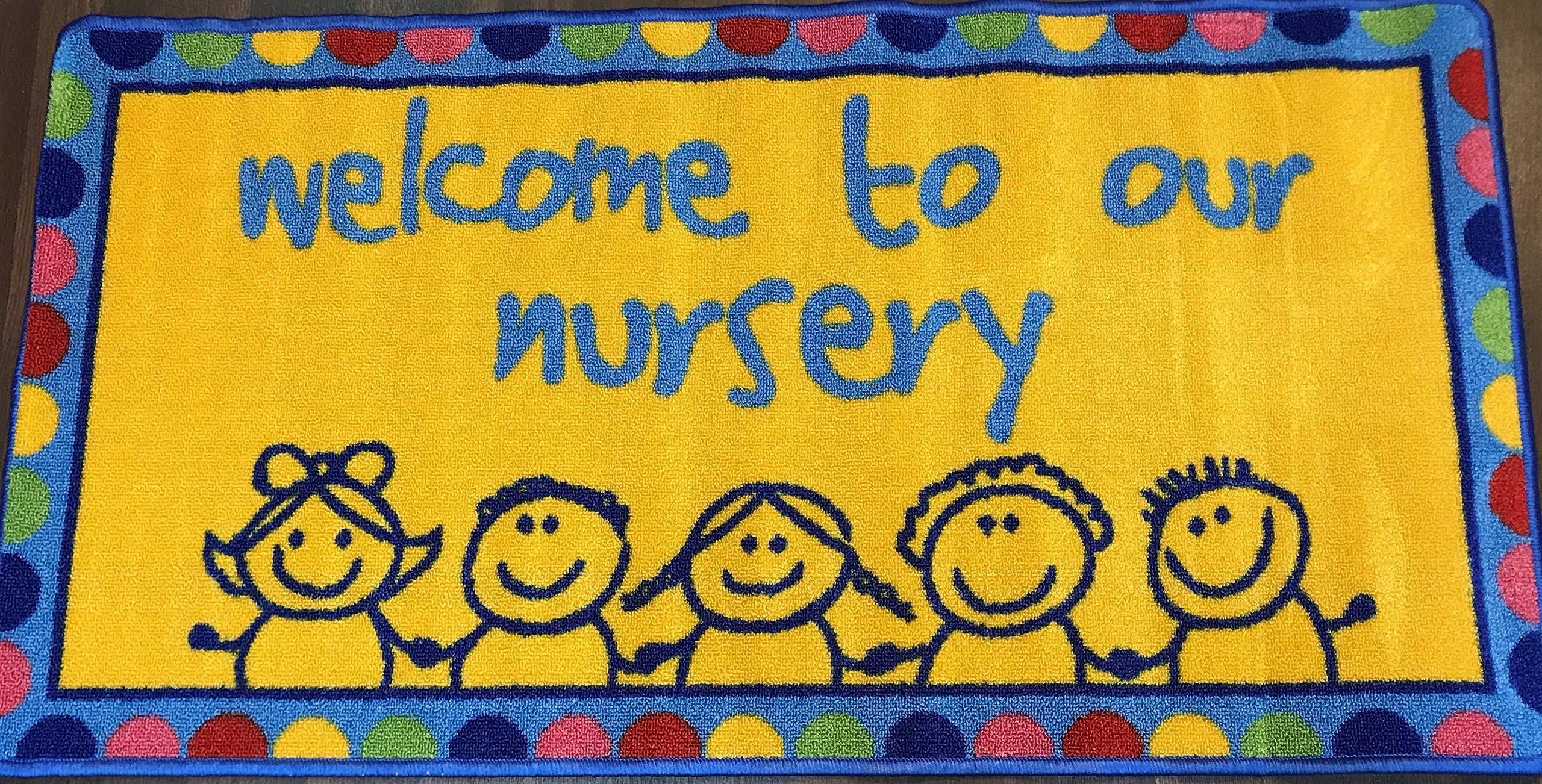 OrientalRugCompany Non-Slip Washable Welcome to Our Nursery Doormat/Rug Ideal for Schools/Classroom/Nursery 50cmX80cm Rug/mat…