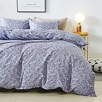 Vista 91 de HoneiLife Juego de funda de edredón floral 100% algodón, 3 piezas, suave, ropa de cama botánica con cierre de cremallera y lazos en las esquinas