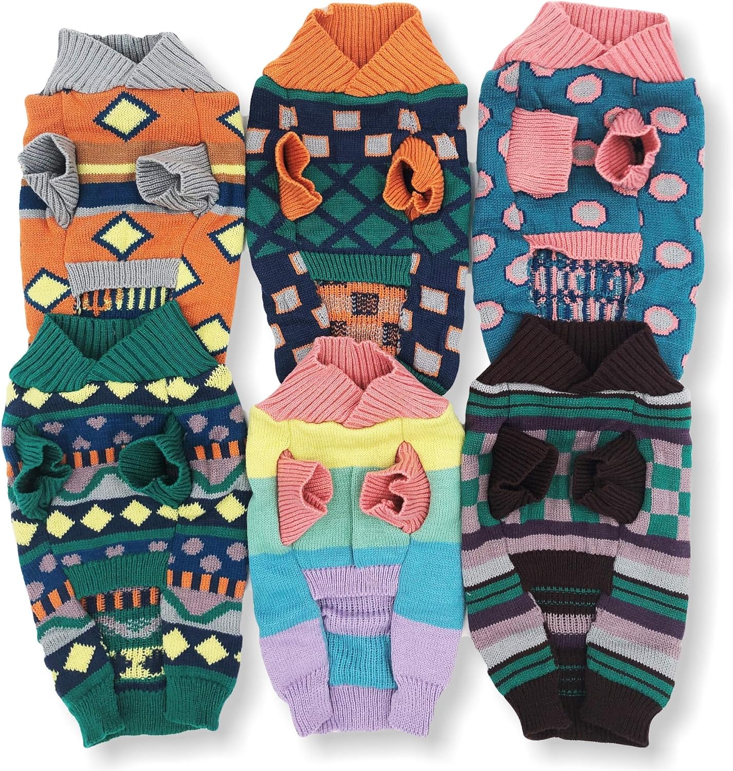 Dog Sweater Knitted Fashion Warm Soft Winter Clothes for Small Large Pet Cat Puppy (L: Length - 18", Polka Dots)