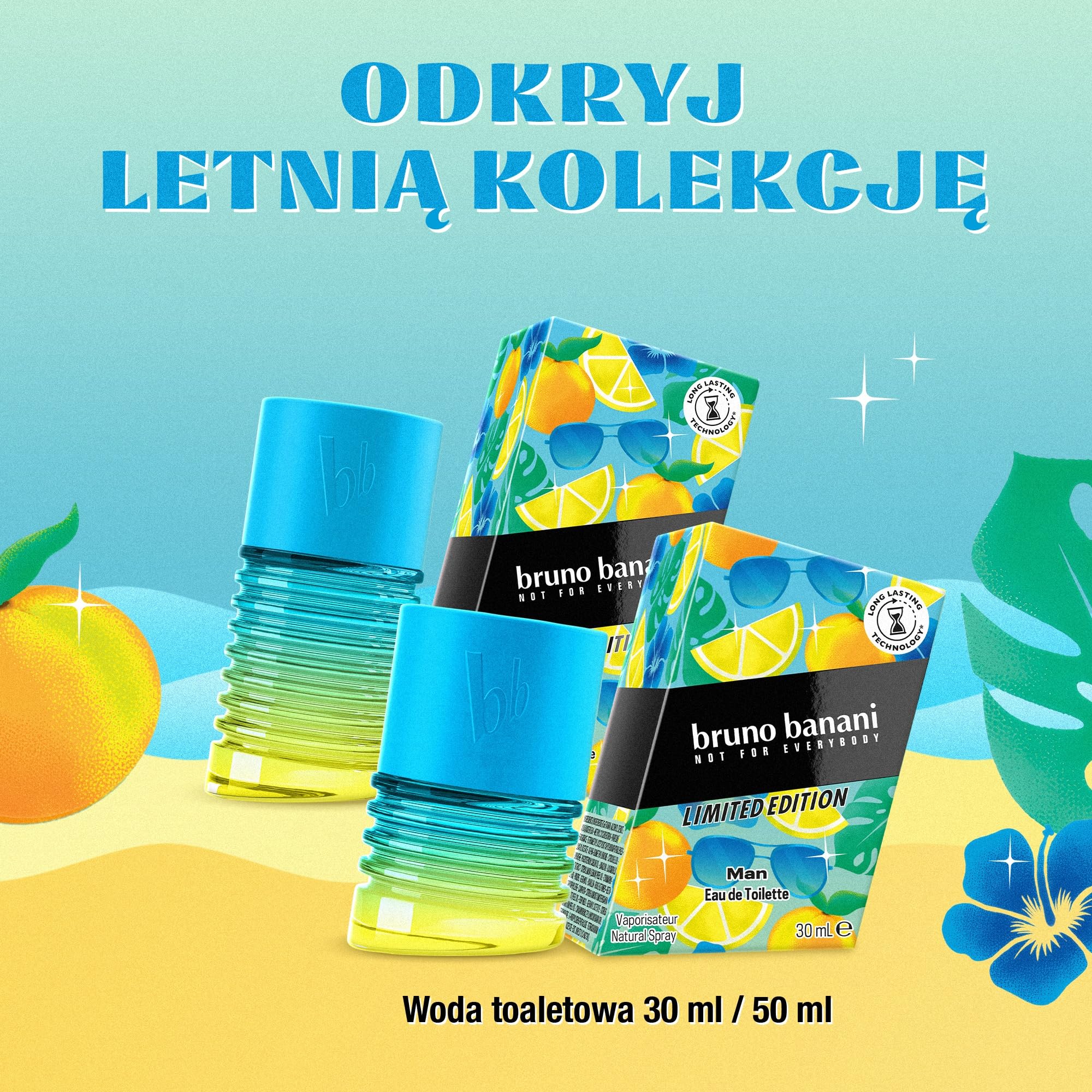bruno banani Man Summer Limited Edition męska woda toaletowa o owocowym zapachu fougère, 50 ml