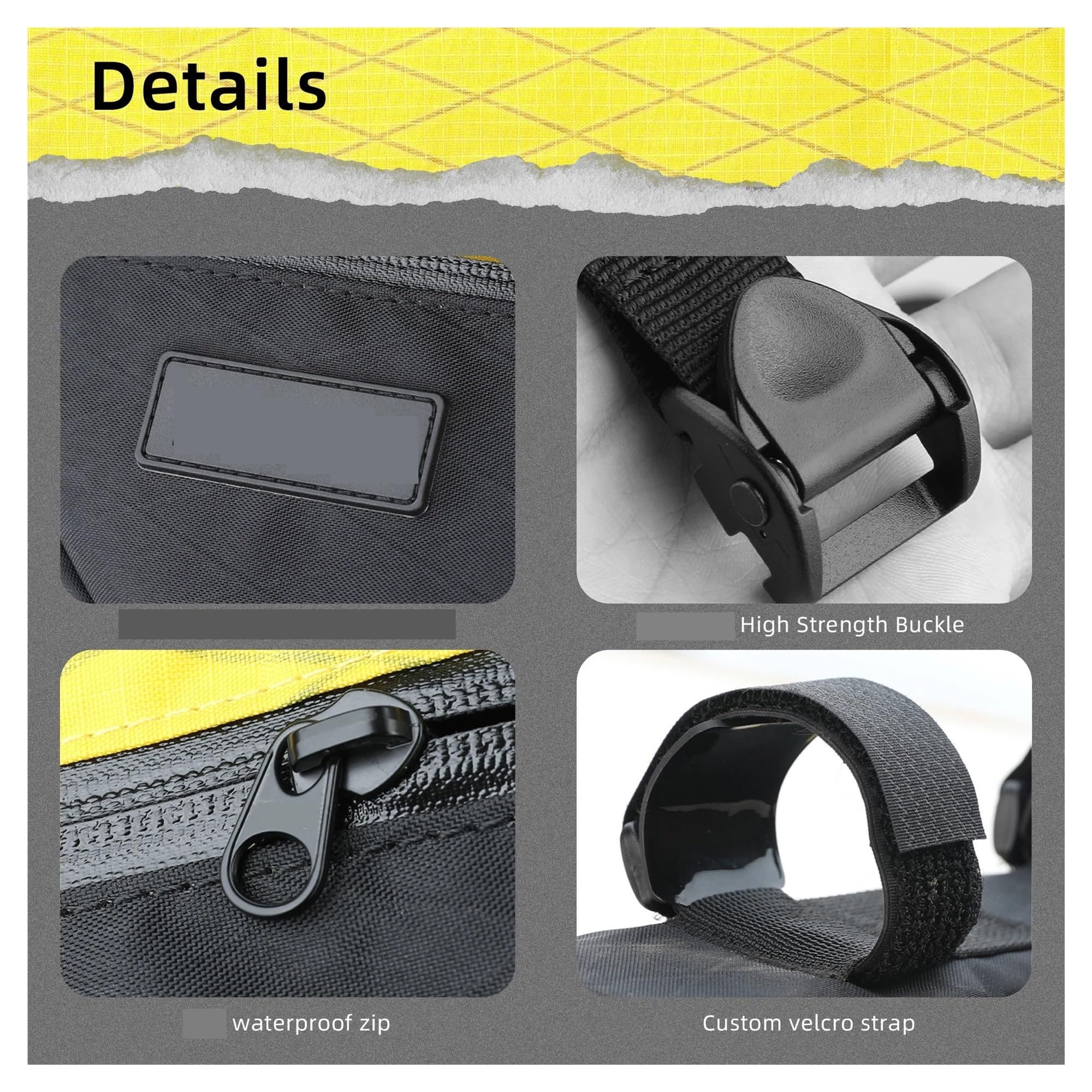 Borsa da telaio for bicicletta Borsa da ciclismo con custodia triangolare antipioggia, for MTB e bici da strada(Black-2.4L)