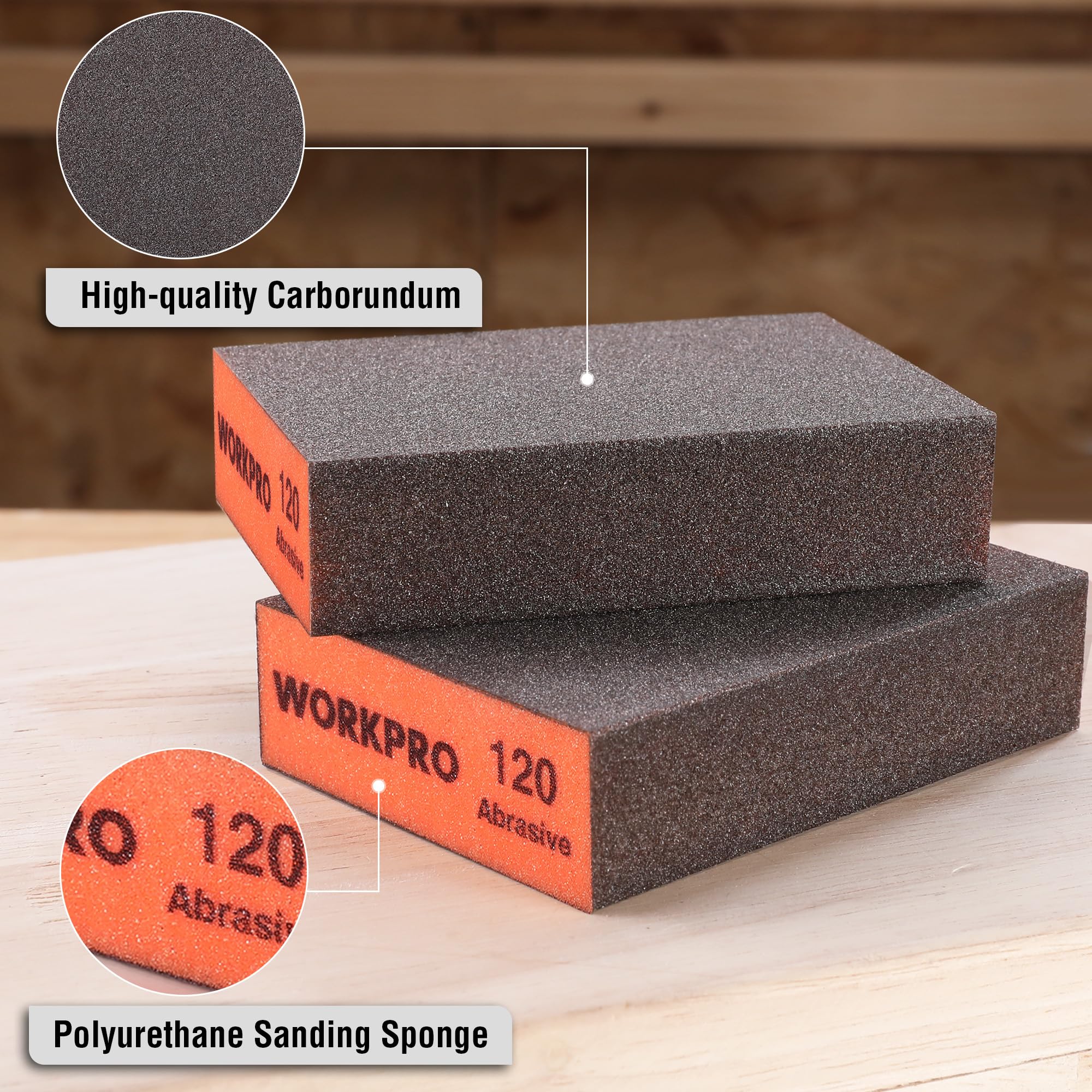 WORKPRO Sanding Sponges - 8 Pack -4 WORKPRO Sanding Sponges - 8 Pack -4