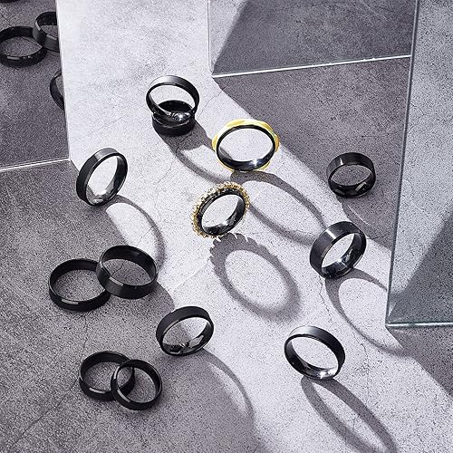 Miniatura 4 de UNICRAFTALE 14 anillos de acero inoxidable de 7 tamaños, con inscripción láser, anillo de dedo en blanco, anillo de metal para boda, anillo clásico