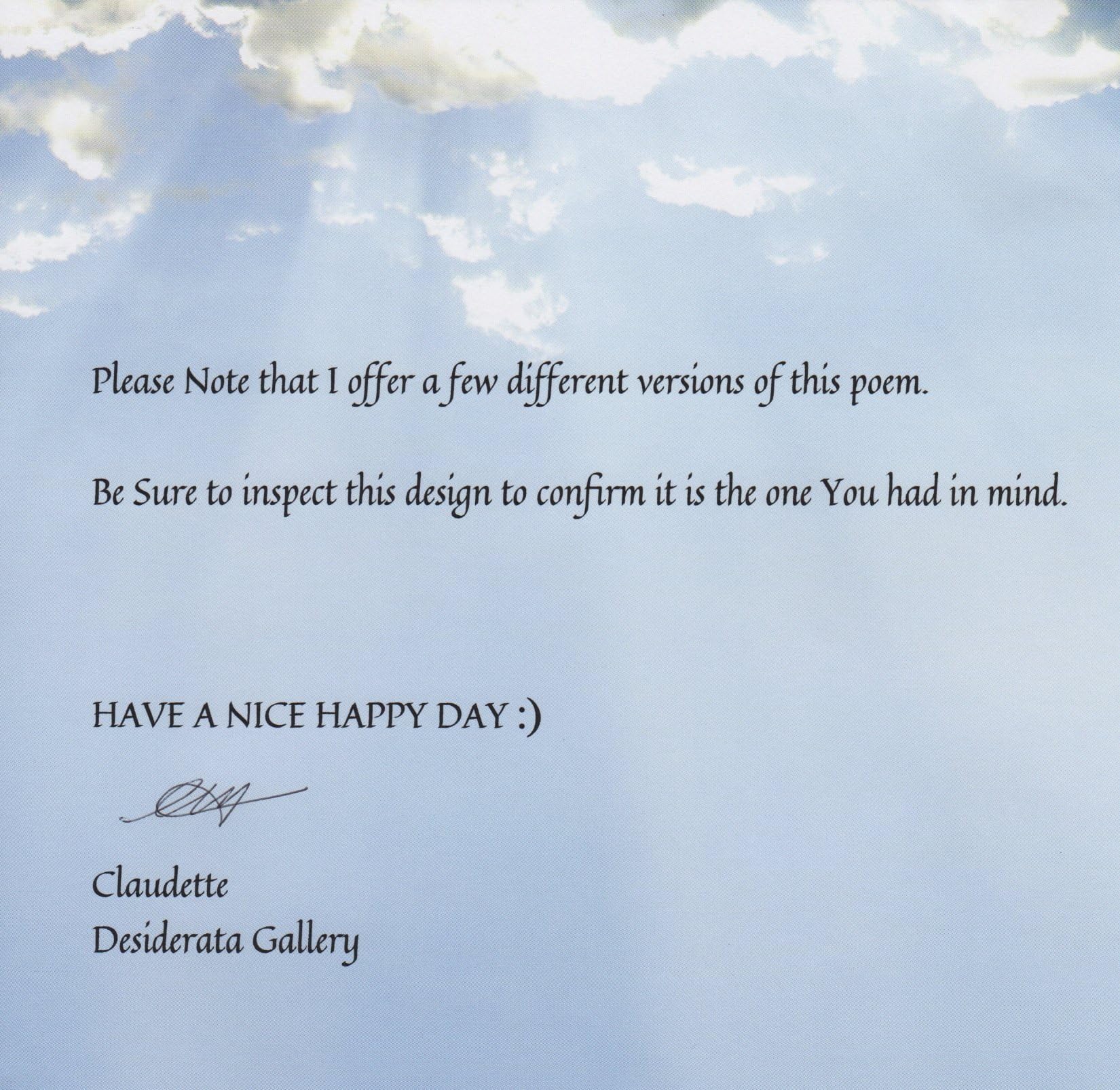 Motivational Poster Desiderata Poem By Max Ehrmann Signature Collection 11x14 Archival Art Card Classic Design