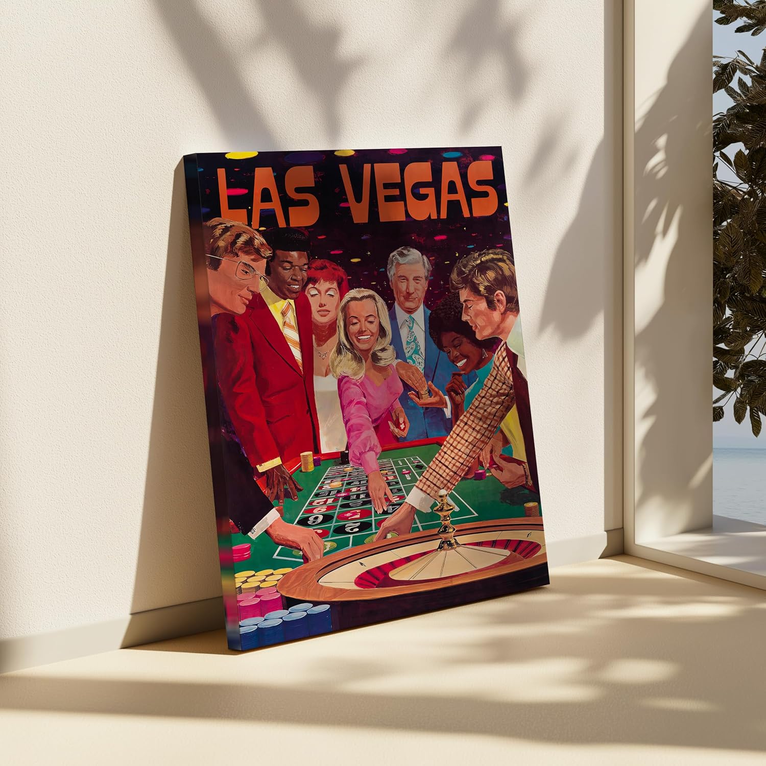 Poster Master Travel Canvas - Retro Las Vegas Print - Casino Art - Gift for Him, Men, Travel Lover - Wall Decoration for Casino, Man Cave, Office - 8x10 STRETCHED Canvas