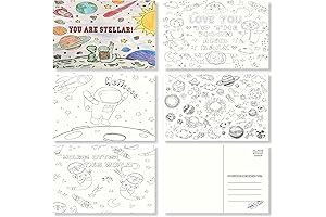 50 Blank Colorable Postcards for Kids to Send Notes to Family & Friends