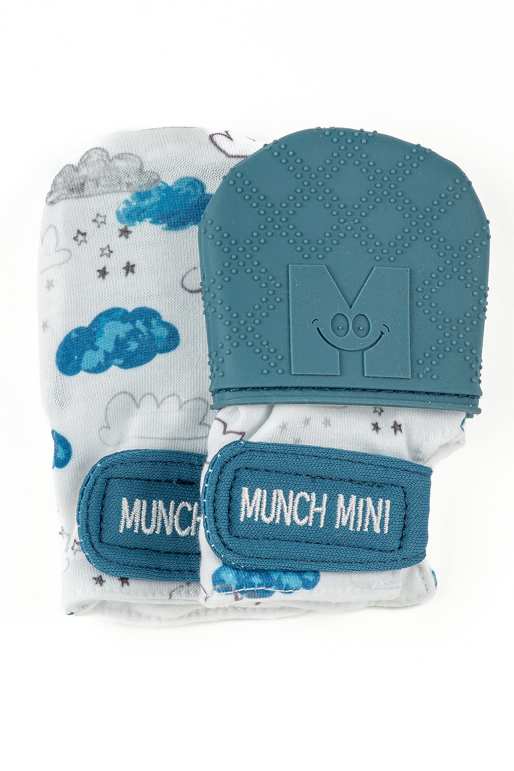 Malarkey Kids - Munch Mitt - Teething Mitten - Munch Mini Clouds – Blue