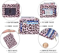 Vista 4 de Sodsay Estuche para tarjetas, cartera delgada con bolsillo frontal, para mujer, sujetatarjetas con llavero