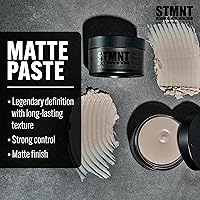 Vista 2 de STMNT Grooming Goods - Pasta mate de 3.38 onzas, fijación fuerte durante todo el día y alto volumen, pasta de arcilla para el cabello para hombres