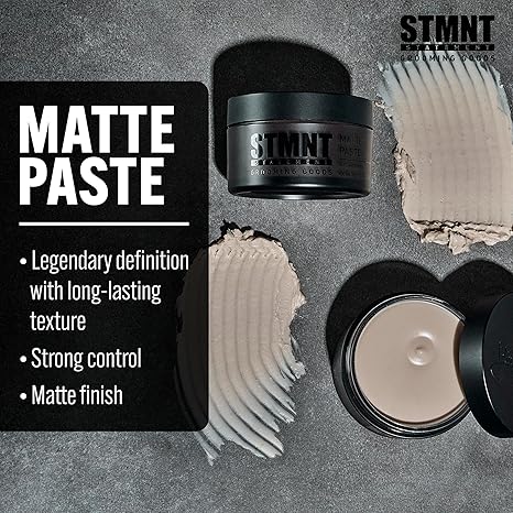 STMNT Grooming Goods Matte Paste 3.38 oz | All Day Strong Hold & High Volume | Hair Clay Paste For Men | Non-Greasy Formula | Texture Paste for Hair | Ideal for Dry & Damp Hair | Mens Hair Styling