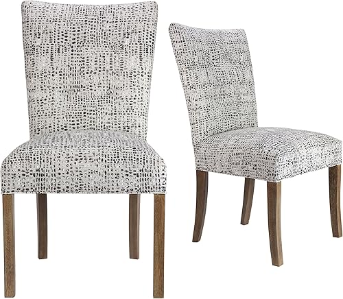 Julia Collection - Juego de 2 sillas de comedor contemporáneas, tapizado de tela con estampado sedimentario y respaldo copetudo con botones, color