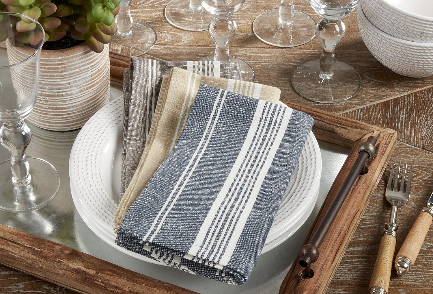 Striped Cotton Table Napkins (Set of 4)
