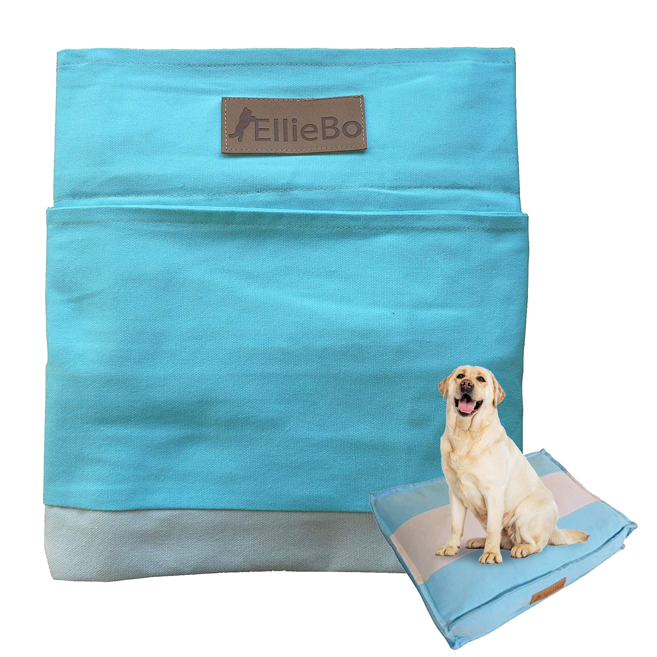 Ellie-Bo Small Dog Bed Cover for 24-inch Dog Cage/Crate - Striped Blue/Grey โ image 1