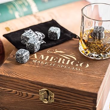 Set Regalo Whisky Royal Reserve - Decanter, Bicchieri, Pietre Di Ghiaccio, Sottobicchieri In Legno - Foto 7