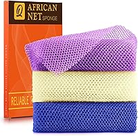 Vista 7 de UJFQBH Esponja de red africana de red africana, esponja de baño de red larga, exfoliante para el cuerpo de la ducha, limpiador de espalda, suave rosa