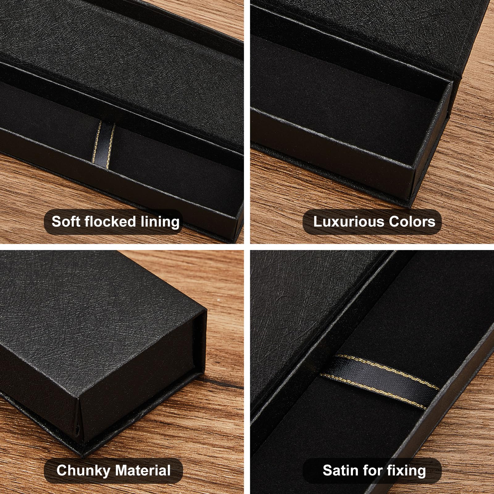 Teling Set di 36 scatole regalo per penne con cuscino e penna per presentazione, confezione regalo aziendale, set in nero, argento, oro (stile flip-top)