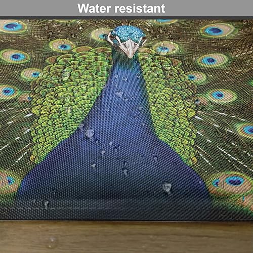 Miniatura 6 de Ambesonne - Juego de 4 individuales con diseño de retrato de pavo real y sus plumas desplegadas en colores intensos en jardín de verano, hechos de