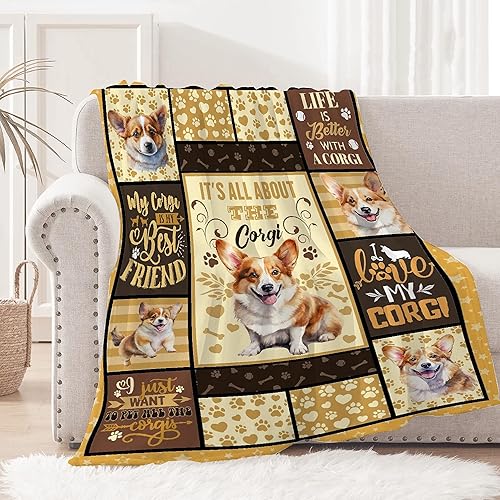 Miniatura 6 de Manta de collage de Corgi, regalos de Corgi para los amantes de Corgi, manta de franela suave y esponjosa, manta ligera y cálida para cama de niños