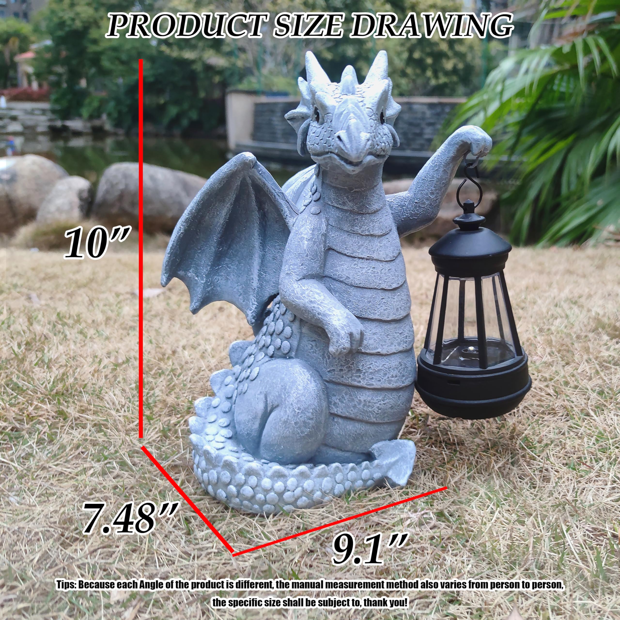 Qobumy Solar Dragon Garden Statue Decoration with Solar Lantern
