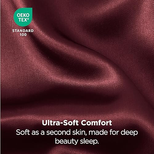 Vista 18 de Bedsure Juego de 2 fundas de almohada de satén tamaño King, fundas de almohada sedosas color verde azulado para cabello y piel con cierre de sobre