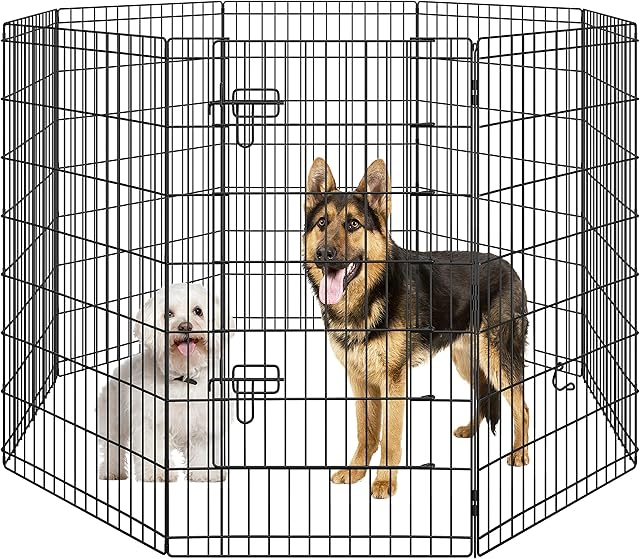 Yaheetech 8 Panel Puppy Playpen Metal Pet Pen for Small Animals Foldable Dog Exercise Pen Cat Rabbit Fence for Yard/Garden/RV/Camping 107cm High