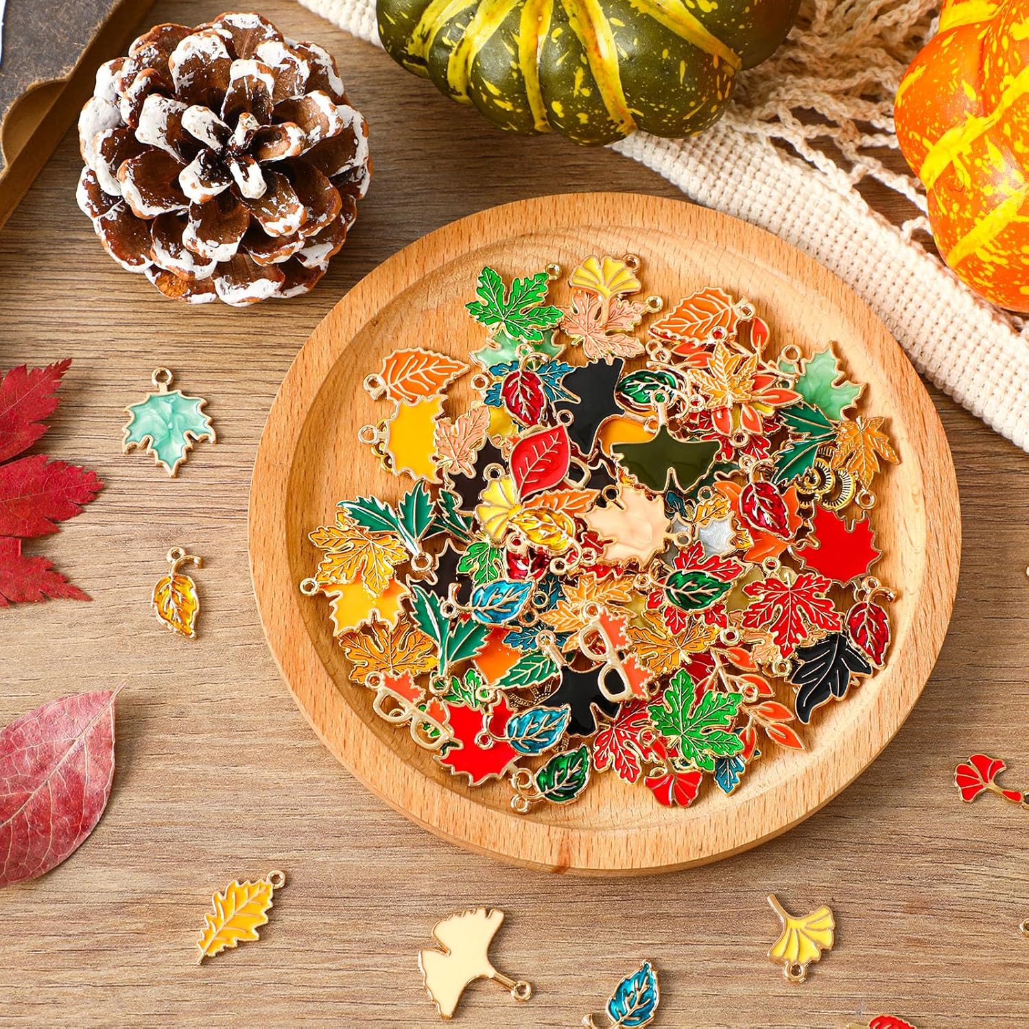 MARFOREVER Maple Leaf Charm, 120Pcs Fall Leaf Charms for Jewelry Making, Thanksgiving Day Charms Autumn Enamel Pendant for DIY Bracelet Necklace Earrings Crafts Gifts for Women Girls - Image 3