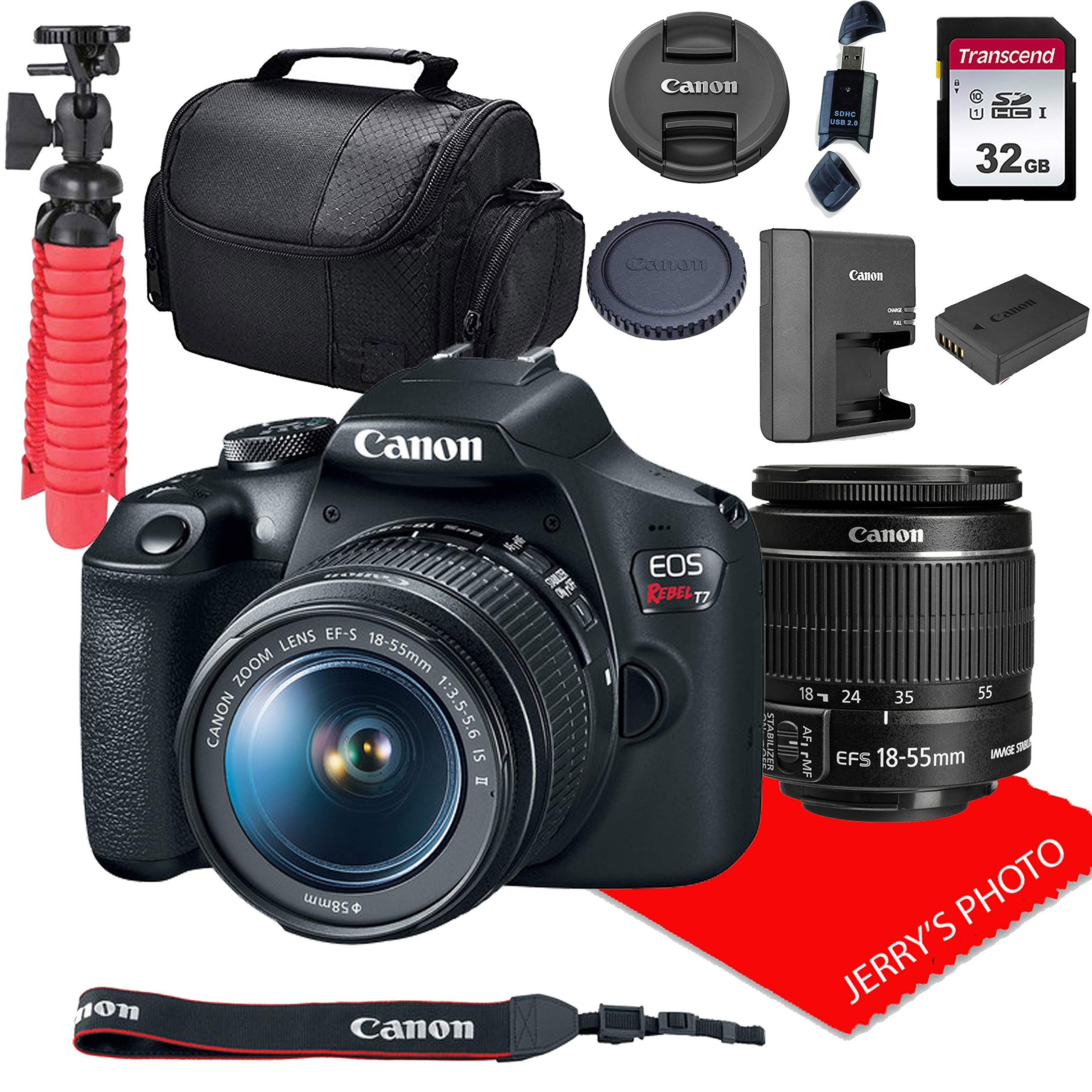 Canon EOS Rebel T7 DSLR Camera w/ 18-55mm F/3.5-5.6 is II Lens + 32GB SD Card + More (Renewed)