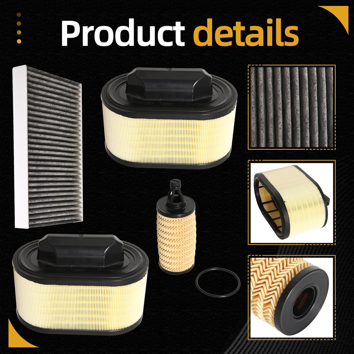 670001545 4PCS Engine Air Filter and Oil Filter&Cabin Air Filter fit for Maserati Ghibli 2014-2022 for Levante 2017-2020 for Quattroporte 2014-2022#OE 670001545, 670005021, 000311401