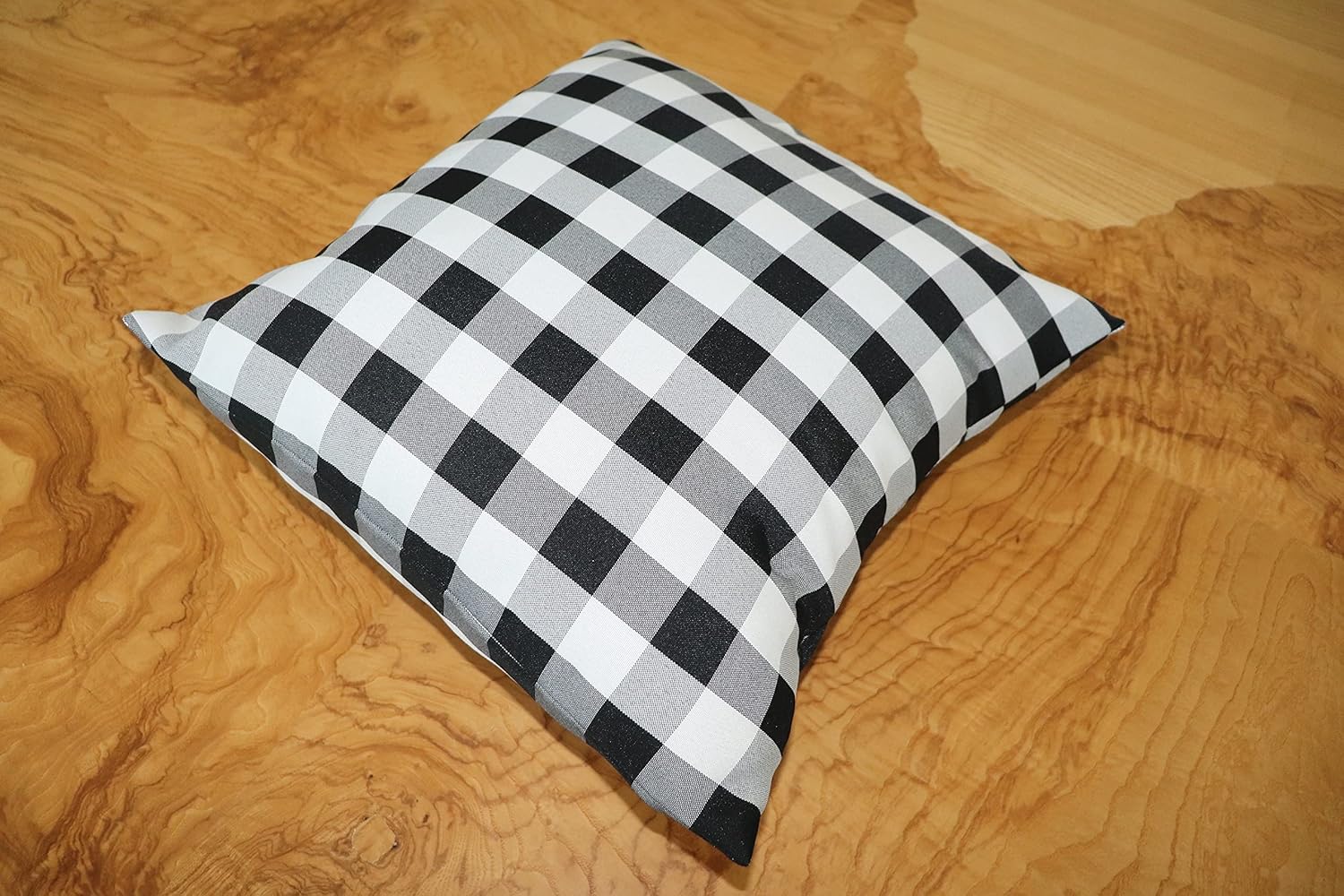 lovemyfabric Gingham Plaid Checkered Farmhouse Decorative Throw Pillow Cushion Cover for Christmas Decor, Bedroom, Sofa, Kitchen, Classroom, Living Room, Interior Design (26" x 26", Black & White)