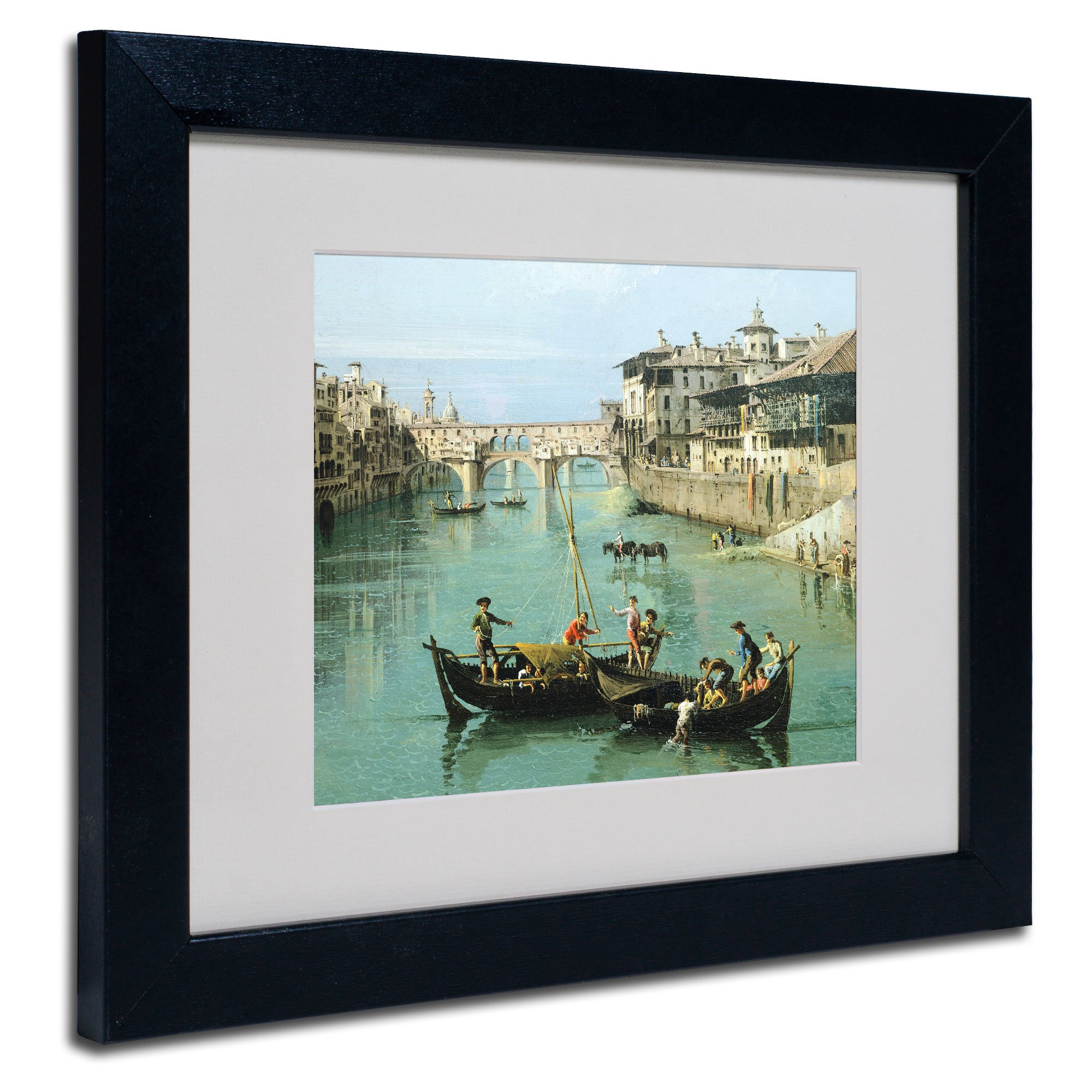 Buy Arno River and Ponte Vecchio by Canaletto with Black Frame Artwork