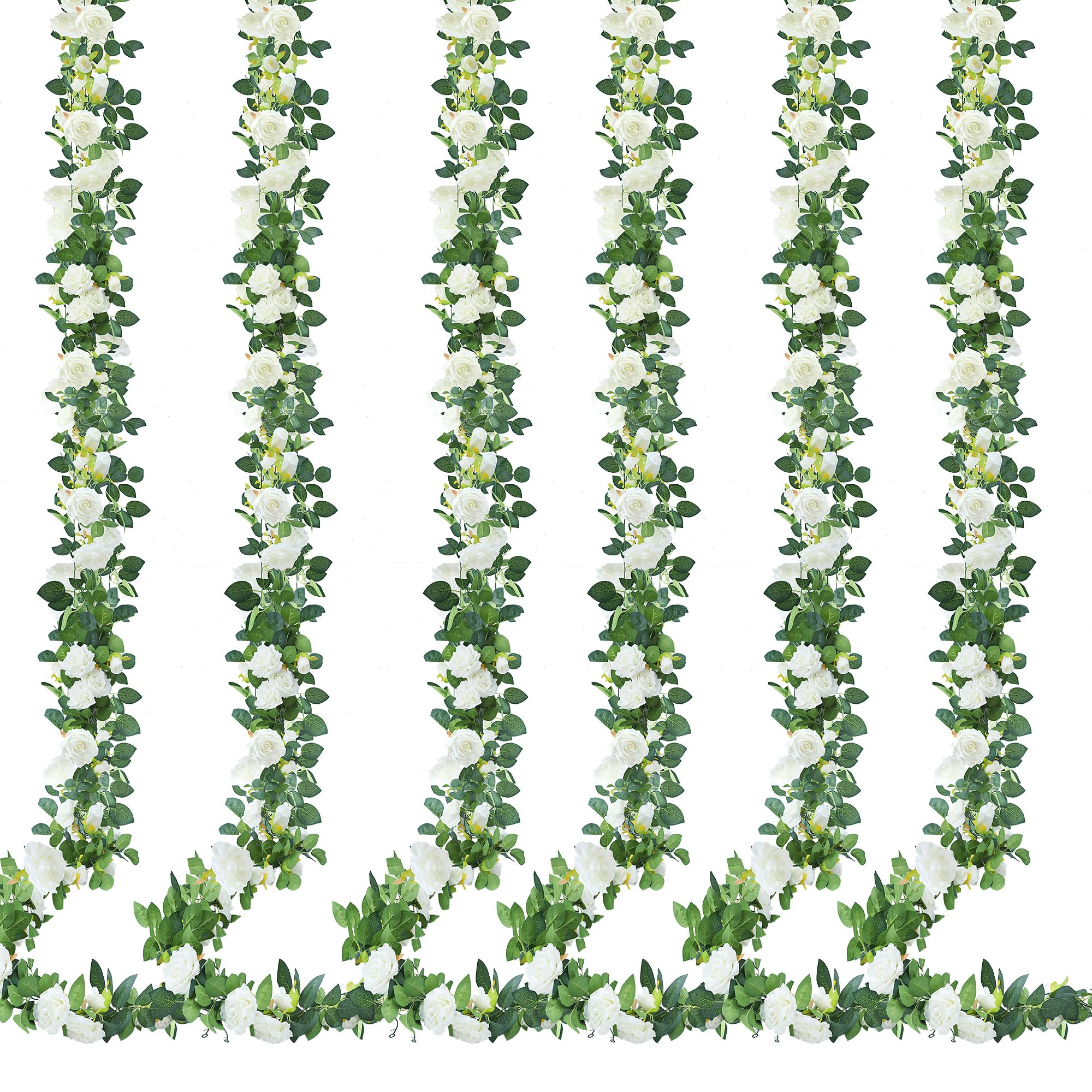 Sggvecsy 6Pcs 46.5Ft Artificial Rose Vine Garland