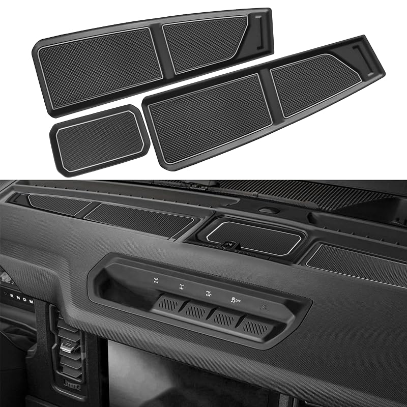 Kit de capas para bandejas do painel Ford Bronco 2021 a 2026 SENSHINE em silicone cinza, 3 peças