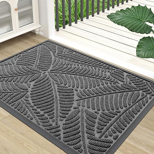 Miniatura 10 de Colorxy Tapete impermeable, resistente de goma natural para interiores, tapete antideslizante de perfil bajo para interiores y exteriores, Gris