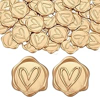 Vista 12 de Yoption Pegatinas de sello de cera de eucalipto, paquete de 50 pegatinas de sello de sobre autoadhesivas doradas antiguas para boda, fiesta